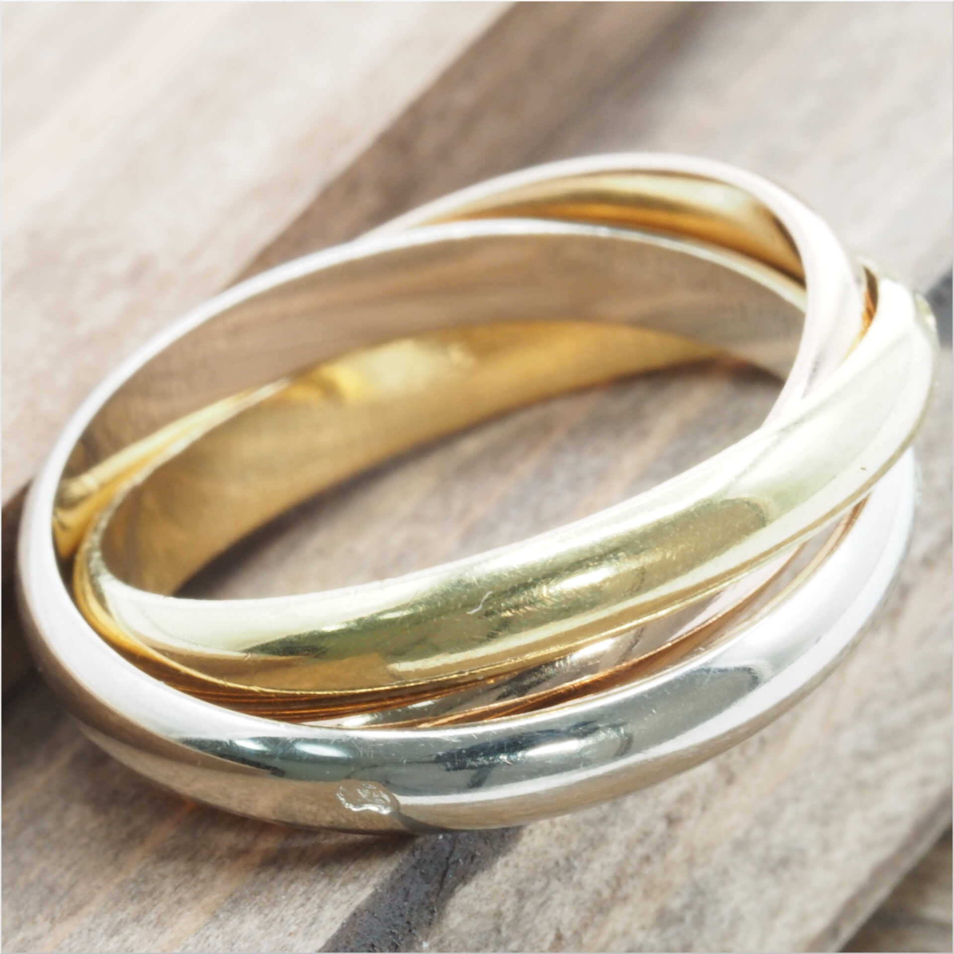 Cartier カルティエ トリニティ リング #50(約10号) ヴィンテージモデル イエロー/ピンク/ホワイトゴールド Au750 18K YG/PG/WG - 画像 (10)