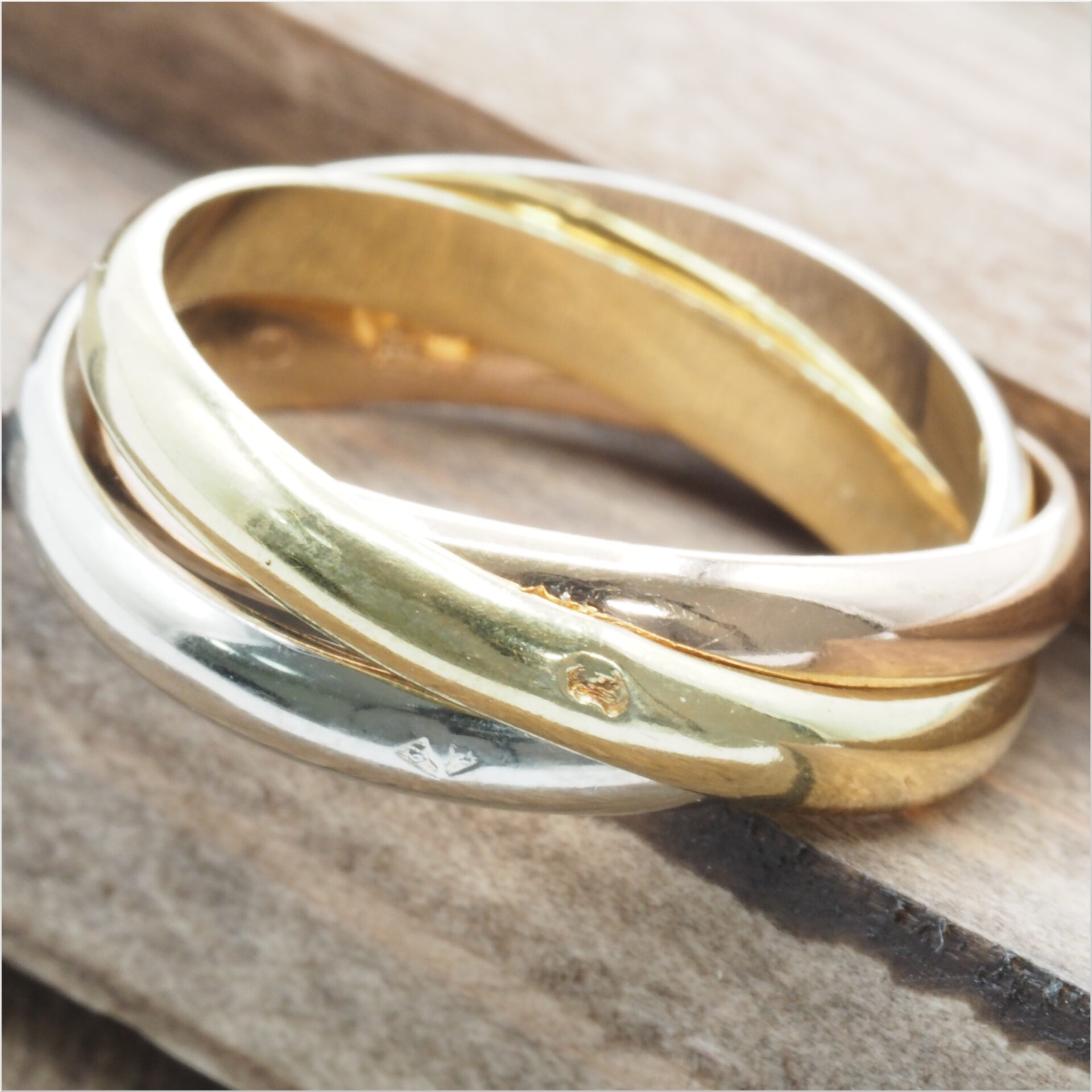 Cartier カルティエ トリニティ リング #50(約10号) ヴィンテージモデル イエロー/ピンク/ホワイトゴールド Au750 18K YG/PG/WG - 画像 (9)