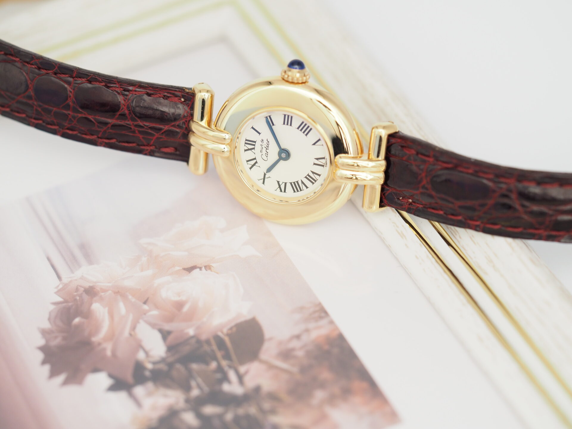 Cartier カルティエ マスト コリゼ SM アイボリー Ref.W1000654 ヴェルメイユ YGP/SV925 1990年代 箱 保証書 クォーツ 腕時計 レディース ウォッチ - 画像 (11)