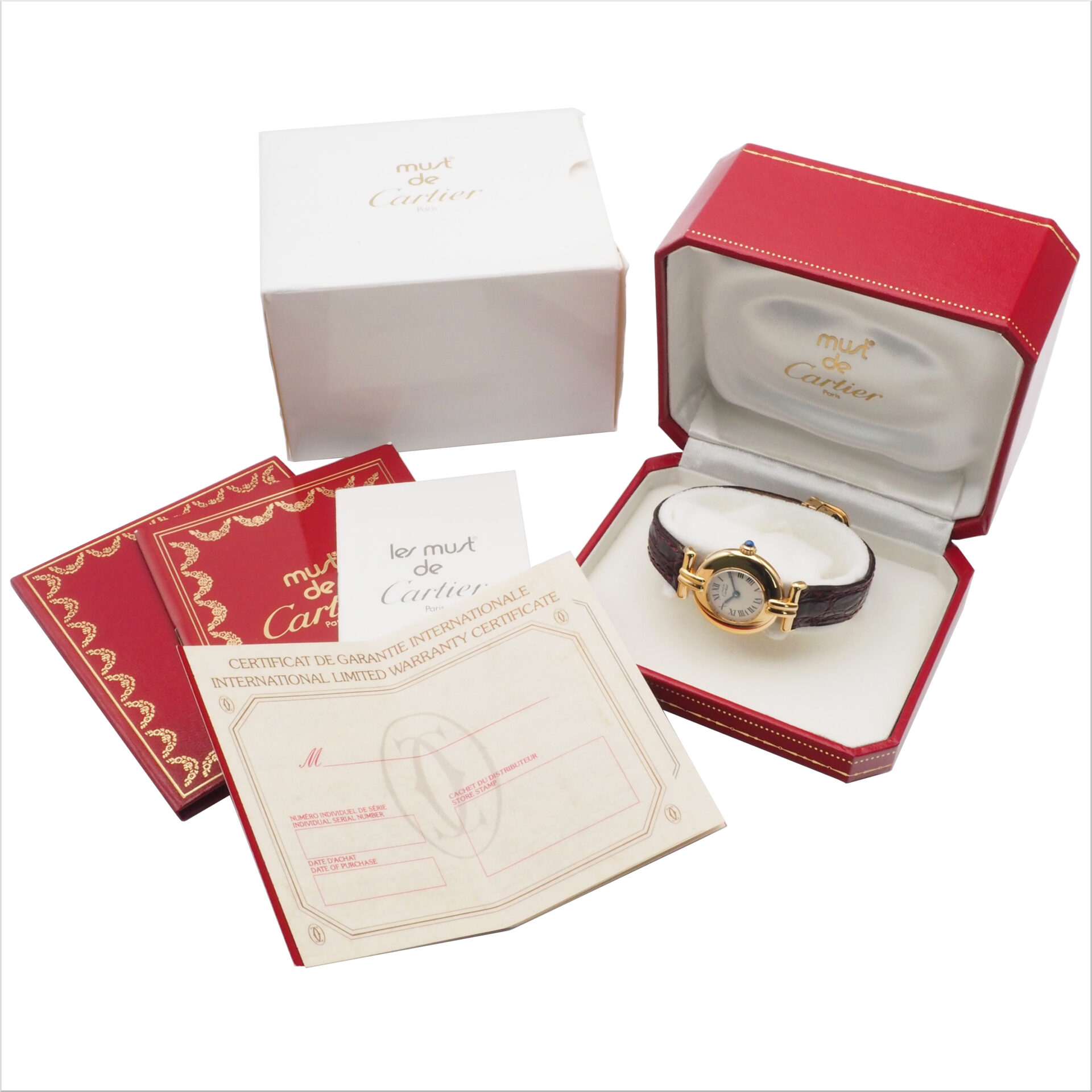 Cartier カルティエ マスト コリゼ SM アイボリー Ref.W1000654 ヴェルメイユ YGP/SV925 1990年代 箱 保証書 クォーツ 腕時計 レディース ウォッチ - 画像 (9)