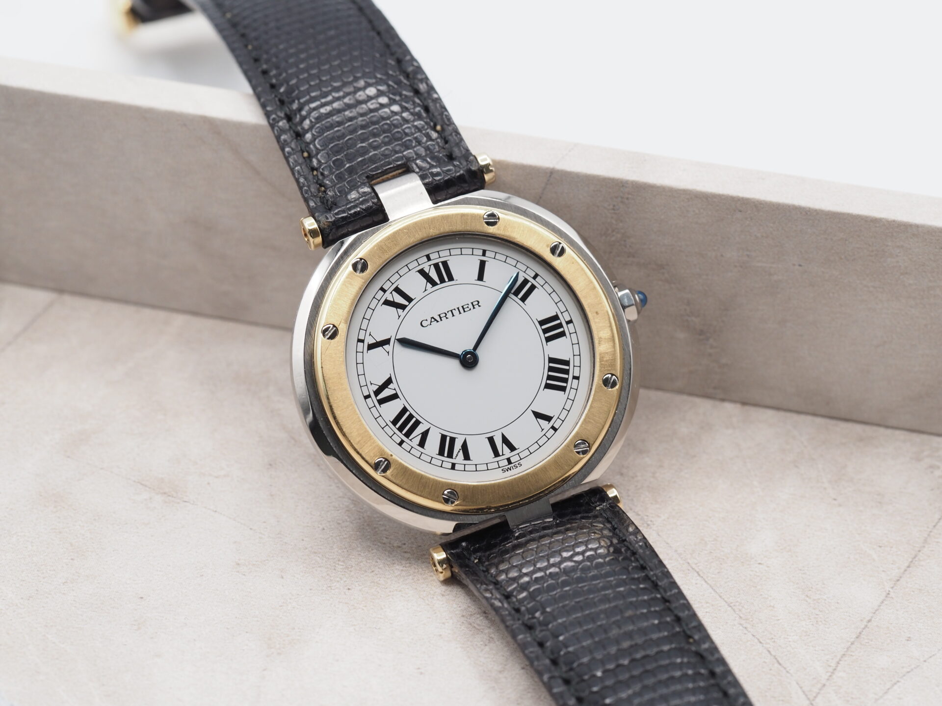 Cartier カルティエ サントスロンドLM ホワイト Ref.8191 SS/YG 1980年代 サントスヴァンドーム コンビ クォーツ 腕時計 メンズウォッチ - 画像 (12)